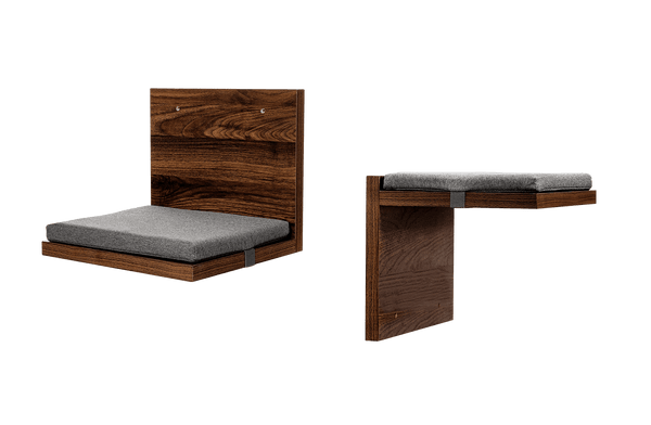 Two cat shelves showing side and front view