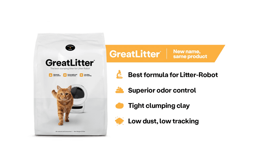 What makes GreatLitter amazing is that it's the best litter for Litter-Robot, provides superior odor control thanks to its all natural tight clumping clay and presents low dust, low tracking cat litter properties