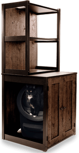 cat using Litter-Robot 4 Cabinet + Hutch Bundle