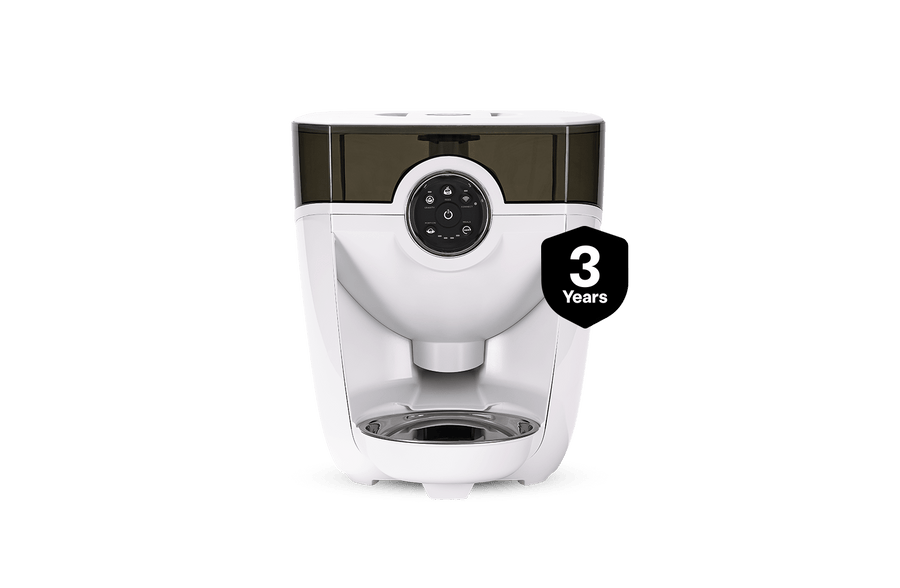 Feeder robot in white with smoke hopper