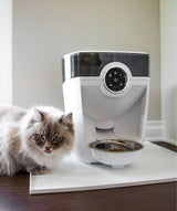 Stainless steel bowl on white Feeder-Robot automatic pet feeder