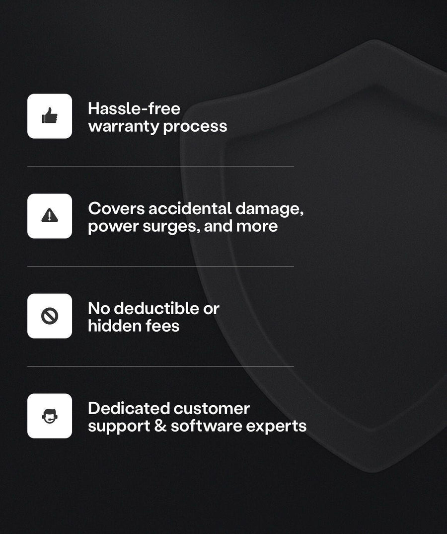 What WhiskerCare Warranty includes: Hassle-free warranty process, covers accidental damage, power surges, and more, no deductible or hidden fees, dedicated customer support & software experts