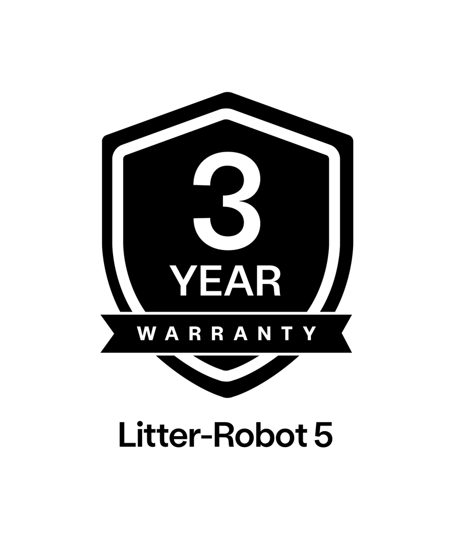 3 year WhiskerCare Warranty badge for Litter-Robot 5