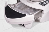 Litter robot drawer open showing an installed waste drawer liner